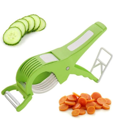 2 in 1 Vegetable and Fruit Multi Cutter, Peeler, Slicer Easy Slicing Sharp Stainless Steel 5 Blade Multifunctional Kitchen Tool (Pack of 1)