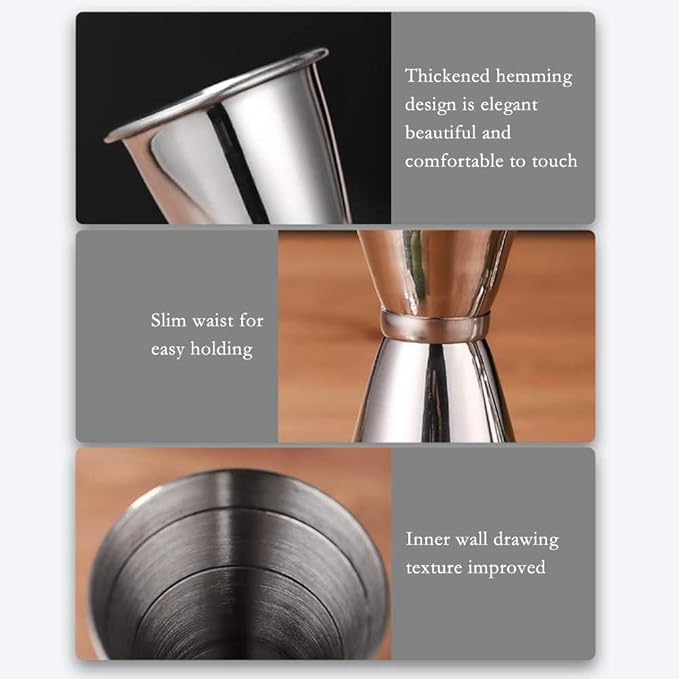 Peg Measurer with Ring | Stainless Steel Double Side Cocktail Jigger | Bar Peg Measuring Cup 30 60 ml | Peg Measure for Whiskey Rum Vodka Liquor | 60ml Peg Measure Bartender Bar Tool