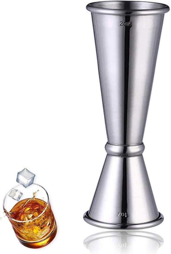 Peg Measurer with Ring | Stainless Steel Double Side Cocktail Jigger | Bar Peg Measuring Cup 30 60 ml | Peg Measure for Whiskey Rum Vodka Liquor | 60ml Peg Measure Bartender Bar Tool