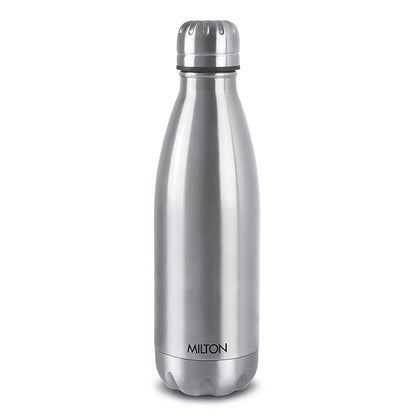 Milton Duo DLX 1000 Thermosteel Water Bottle 1 LTR, 24 Hr Hot and Cold I Leak Proof Lid, ISI Certified I Vacuum Insulated I for Office, Gym, School I Silver