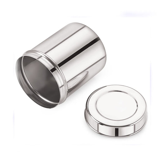 Stainless Steel Silver 22 Gauge Deep Dabba , Durable and Spacious Food Storage Container, Ideal for Storing Grains, Snacks, Leftovers, Perfect for Bulk Storage, Easy to Clean.