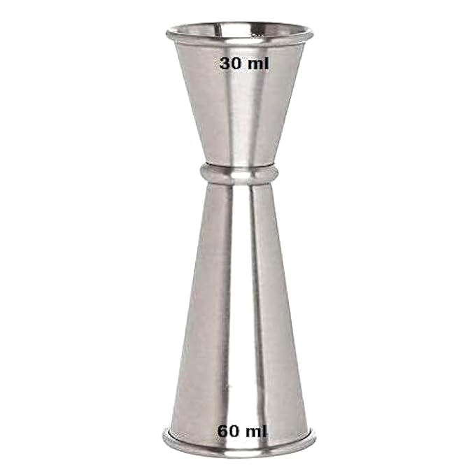 Peg Measurer with Ring | Stainless Steel Double Side Cocktail Jigger | Bar Peg Measuring Cup 30 60 ml | Peg Measure for Whiskey Rum Vodka Liquor | 60ml Peg Measure Bartender Bar Tool