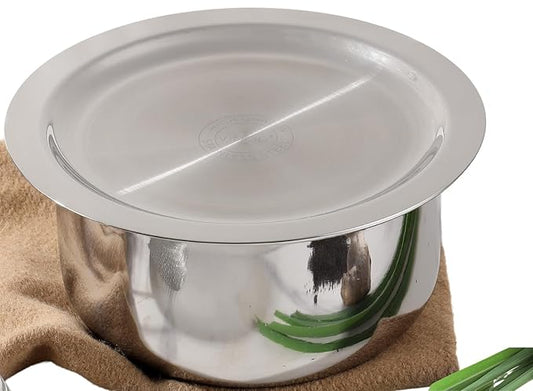 Triply Stainless Steel Tope with Lid - 1 Litre, 14 cm | Boiling Tope for Kitchen | Multipurpose Steel | Induction & Gas Base | 5 Year Warranty