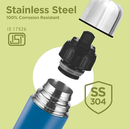 Milton Eco-Flip 500 Thermosteel Water Bottle 500ml, 24 Hr Hot and Cold I Leak Proof Lid, ISI Certified I Vacuum Insulated I for Office, Gym, School I Silver