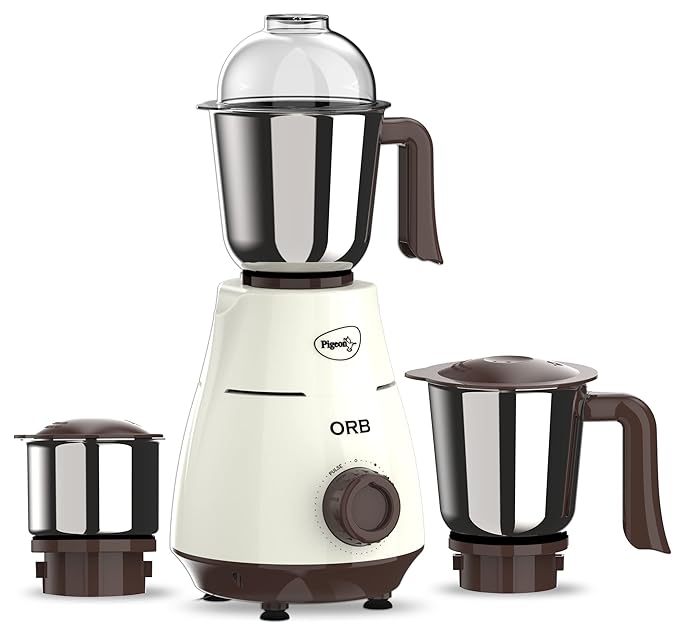 Pigeon by Stovekraft ORB Mixer Grinder 750 Watts Motor Warranty of 5 Years on Motor Over load Protection Wet & Dry Grinding with 500 ml 1000 ml and 1500 ml Jar Wet Grinding and Juicing, White