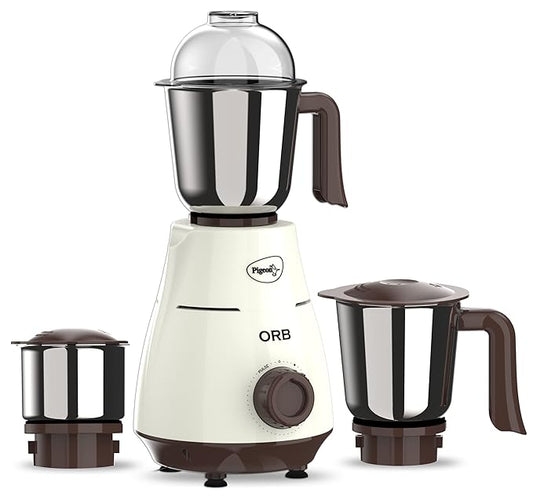 Pigeon by Stovekraft ORB Mixer Grinder 750 Watts Motor Warranty of 5 Years on Motor Over load Protection Wet & Dry Grinding with 500 ml 1000 ml and 1500 ml Jar Wet Grinding and Juicing, White