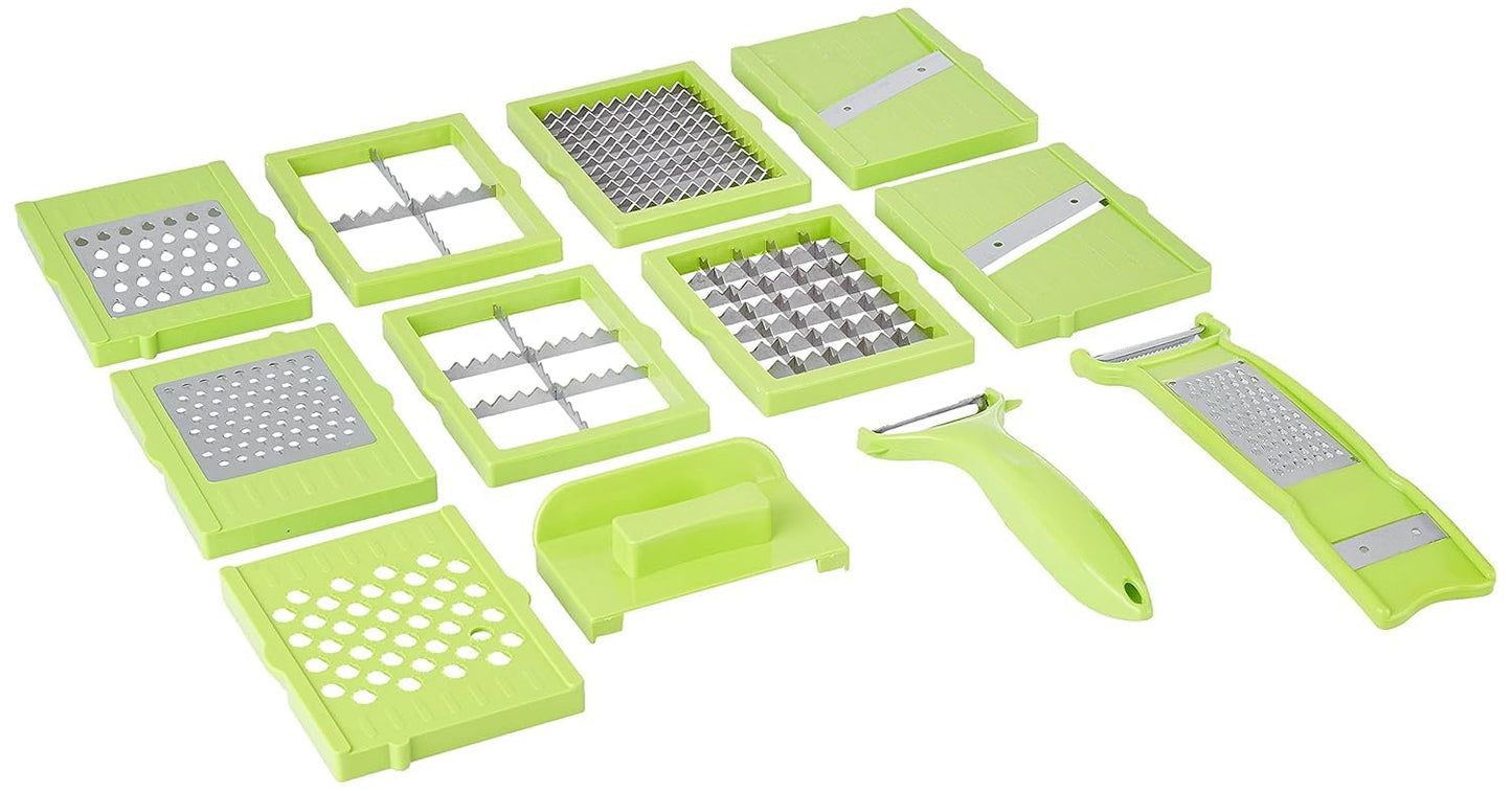 KITCHENWARE ARTICLES Plastic 14 in 1 Greater Slicer Dicer (Green)