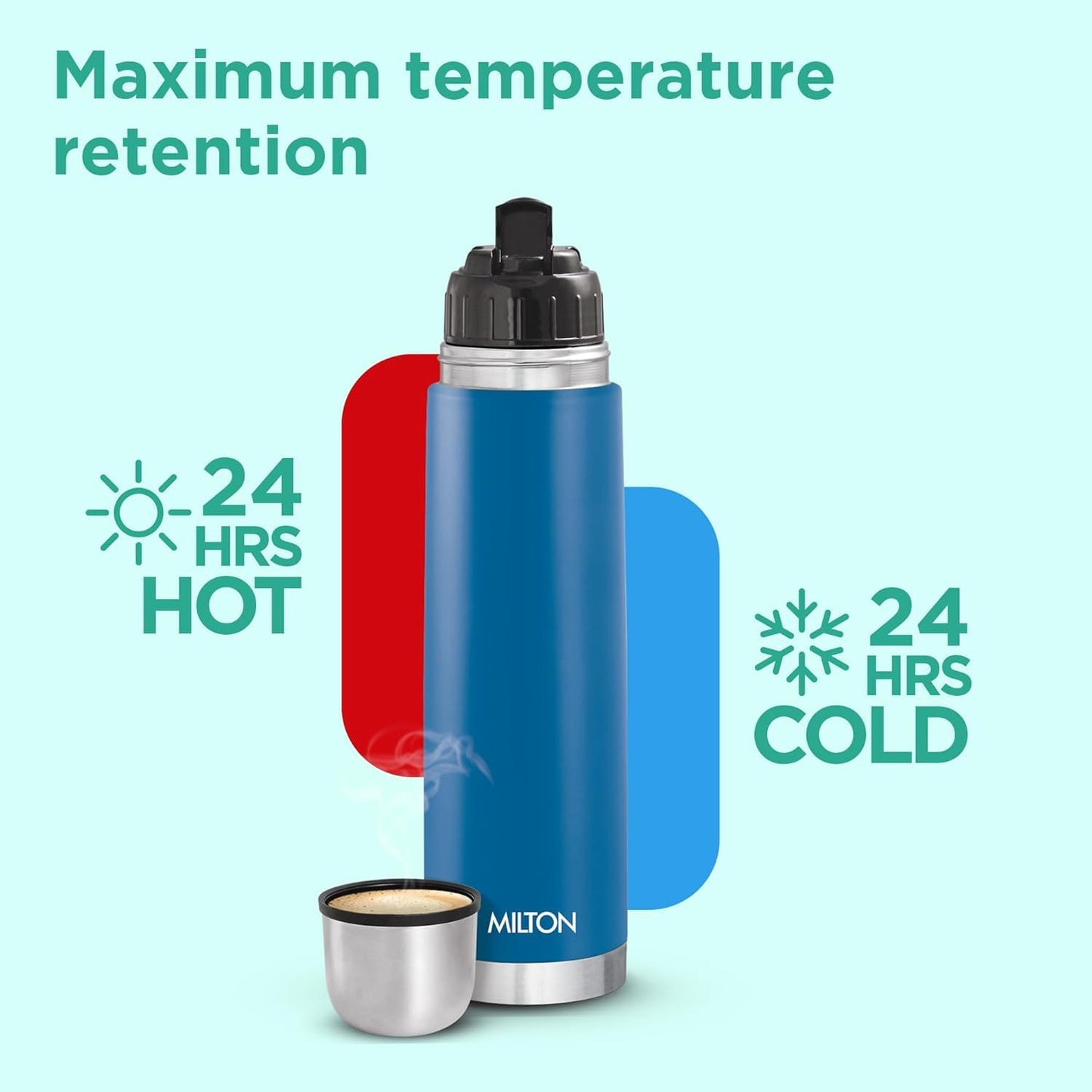 Milton Eco-Flip 500 Thermosteel Water Bottle 500ml, 24 Hr Hot and Cold I Leak Proof Lid, ISI Certified I Vacuum Insulated I for Office, Gym, School I Silver