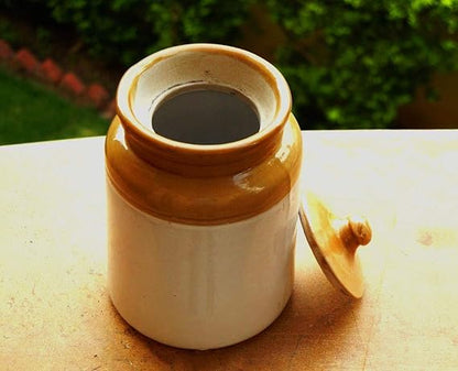 Ceramic Pickle jar 10 Kg Martbaan For Home & Kitchen brown & Ivory(White) Pack Of 1