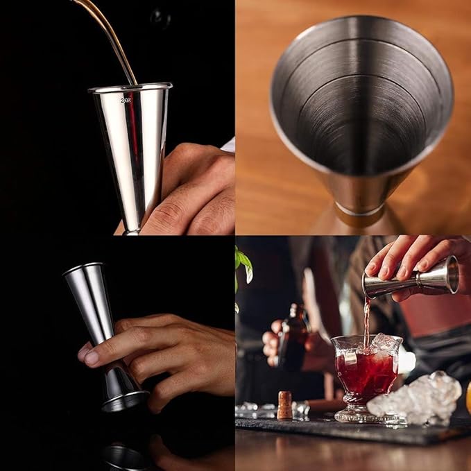 Peg Measurer with Ring | Stainless Steel Double Side Cocktail Jigger | Bar Peg Measuring Cup 30 60 ml | Peg Measure for Whiskey Rum Vodka Liquor | 60ml Peg Measure Bartender Bar Tool