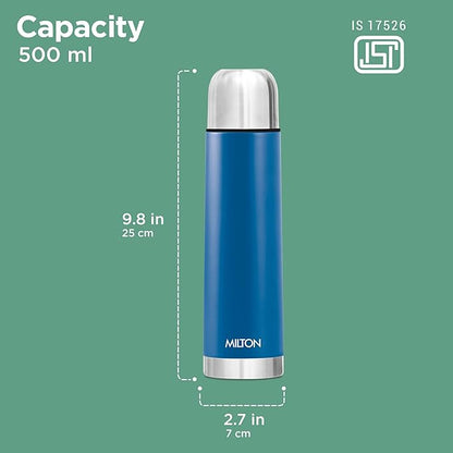 Milton Eco-Flip 500 Thermosteel Water Bottle 500ml, 24 Hr Hot and Cold I Leak Proof Lid, ISI Certified I Vacuum Insulated I for Office, Gym, School I Silver
