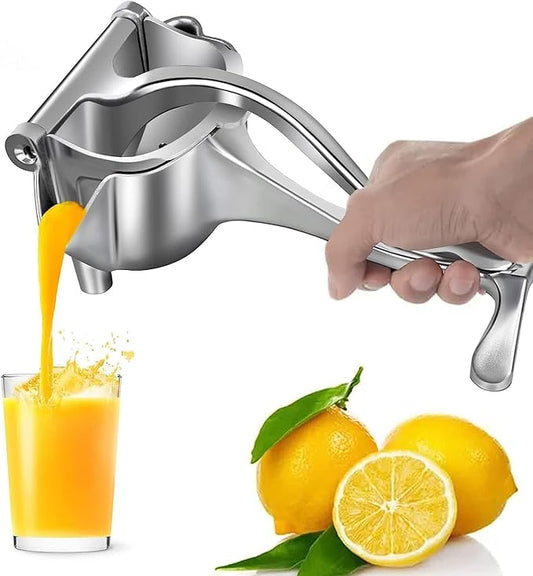 Aluminum Hand Press Juicer Manual Citrus & Fruit Juicer for Kitchen Use Sturdy Metal Juicer for Home, Kitchen & Bar Easy-to Use Manual Machine (Silver)