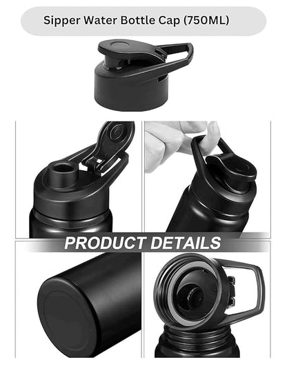 Water Bottle Sipper Cap Flip top cap Compatible for All Size Bottle 1000 ml, 750 ml, 500 ml (Black)