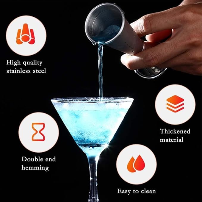 Peg Measurer with Ring | Stainless Steel Double Side Cocktail Jigger | Bar Peg Measuring Cup 30 60 ml | Peg Measure for Whiskey Rum Vodka Liquor | 60ml Peg Measure Bartender Bar Tool