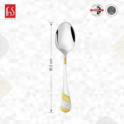 FnS Imperio Teaspoon 24 Karat Partial Gold Plating for Tea, Coffee and Spices SET OF 6