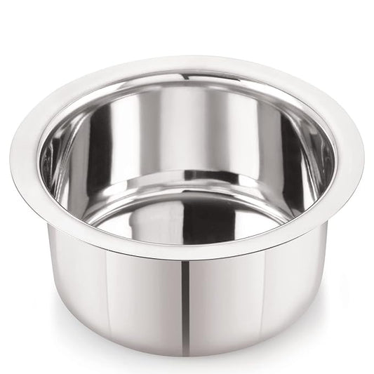 Stainless Steel 10 22G Flat Bottom Tope, 1100 ml, Silver, Durable Quality Cookware Ideal for Boiling, Steaming, and Cooking, with Excellent Heat Retention and Effective Performance.