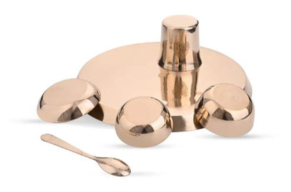 Kansa Handi Dinner Set | 6 Pcs - 1 Platter Dai 12 inch, 2 Bowl (Katori), 1 Sweet Dish, 1 Glass(Tumbler), 1 Spoon