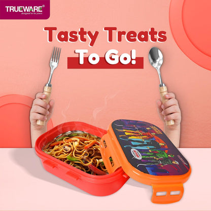 Trueware Byte Steel Lee Pu Insulated Hot Lunch Box 600ML Big Container & 150 ML Container | BPA Free | Food Grade | Keep Food hot for Long Hours | Perfect for School | FDA Certified