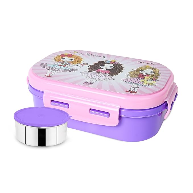 Trueware Byte Steel Lee Pu Insulated Hot Lunch Box 600ML Big Container & 150 ML Container | BPA Free | Food Grade | Keep Food hot for Long Hours | Perfect for School | FDA Certified