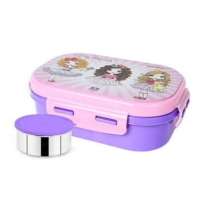 Trueware Byte Steel Lee Pu Insulated Hot Lunch Box 600ML Big Container & 150 ML Container | BPA Free | Food Grade | Keep Food hot for Long Hours | Perfect for School | FDA Certified