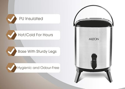 Milton Stellar 8 Thermosteel Water Jug, 7.6 litres, Silver | PU Insulated | Hot & Cold | Sturdy Base | Hygienic | Odour Free