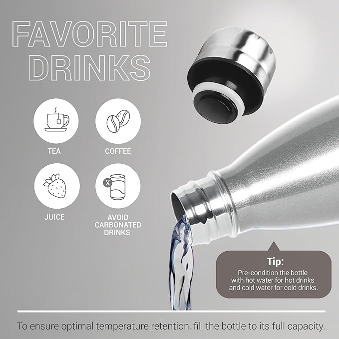 Milton Duo DLX 1000 Thermosteel Water Bottle 1 LTR, 24 Hr Hot and Cold I Leak Proof Lid, ISI Certified I Vacuum Insulated I for Office, Gym, School I Silver