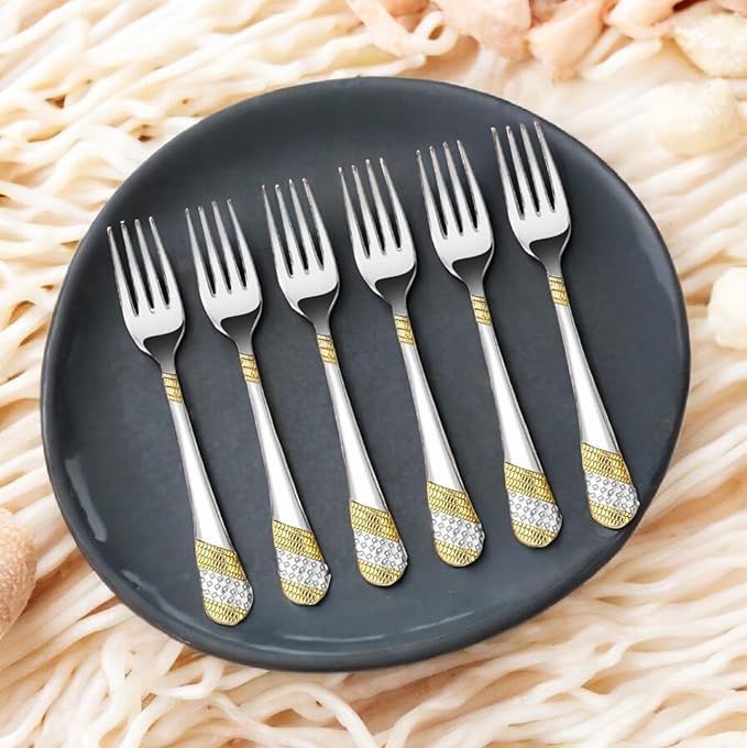 FnS Imperio Teaspoon 24 Karat Partial Gold Plating for Tea, Coffee and Spices SET OF 6