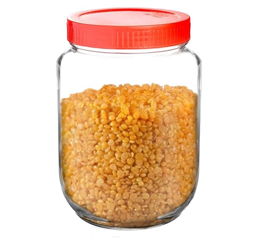 Yera Glass Aahaar Jars Storage Container, 2425 ML | Clear, Durable & Elegant Kitchen Organizer | Multipurpose Airtight Storage Jars Container for Food, Pulses, Spices, Cookies, Snacks | (Bulk Pack).