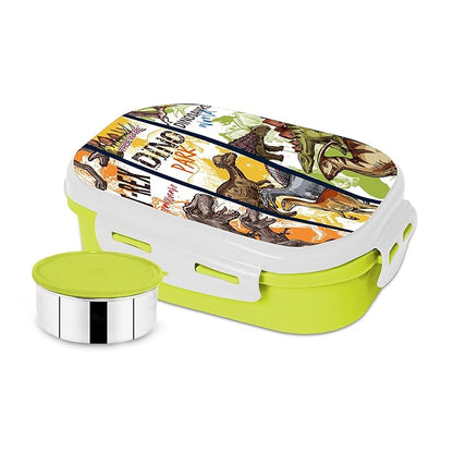 Trueware Byte Steel Lee Pu Insulated Hot Lunch Box 600ML Big Container & 150 ML Container | BPA Free | Food Grade | Keep Food hot for Long Hours | Perfect for School | FDA Certified