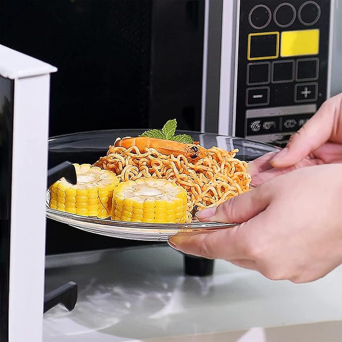 Glass Plates, Set of 6, 8 Inch Plate for Eating Lunch & Serving Snacks, Appetizers, Desserts, Biscuits, Nuts, Microwave & Dishwasher Safe, Gifting Purpose, Side Plate