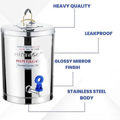 Stainless Steel Desire Tea Container With Leak Proof Tap | Milk/Soups/Coffee Tea Pot | Eco Friendly Hot & Cold Pot Office/Hotel | TeaPot Dispenser Jar |Chai Kettle For Canteen/Kitchen