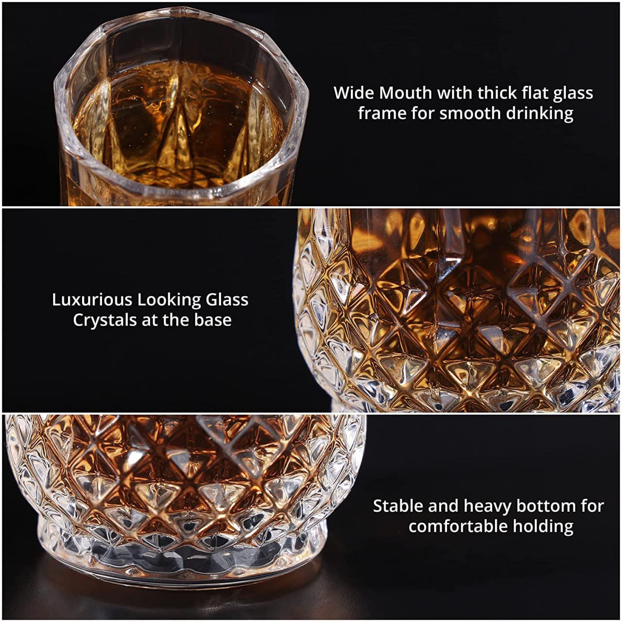 300ml Italian Premium Juice Glasses and Transparent Water Glass Medium Size Tumbler Glasses for Drinking Water and Cocktails, Diamond Design Glass Water Glass Set of 6 (Lining, Set of 6)