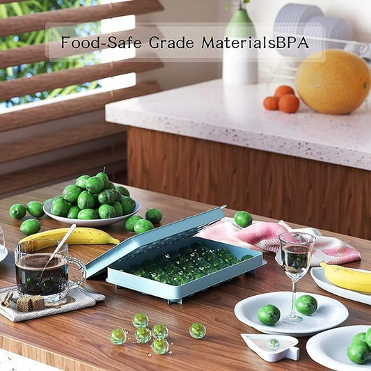 Mini Round Ice Cube Tray with Lid Ball Maker for Fresh Juice, Mocktails, Whiskey, Cocktails, Tea & Coffee 33 Cavity, Easy Release Stackable in Freezer , Pink