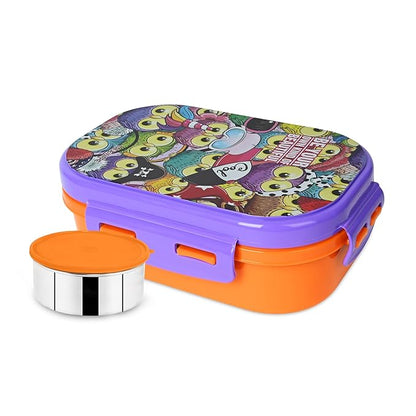 Trueware Byte Steel Lee Pu Insulated Hot Lunch Box 600ML Big Container & 150 ML Container | BPA Free | Food Grade | Keep Food hot for Long Hours | Perfect for School | FDA Certified