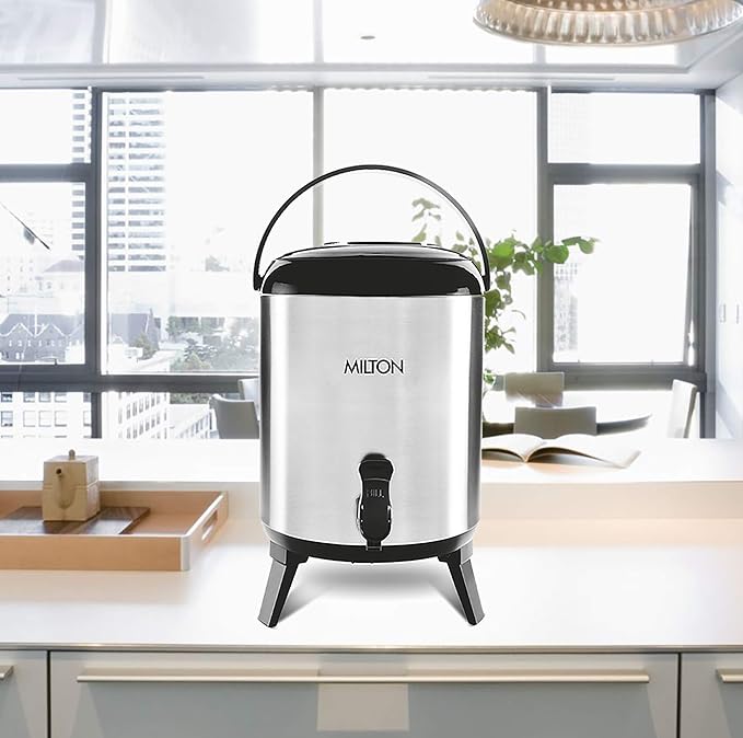 Milton Stellar 8 Thermosteel Water Jug, 7.6 litres, Silver | PU Insulated | Hot & Cold | Sturdy Base | Hygienic | Odour Free