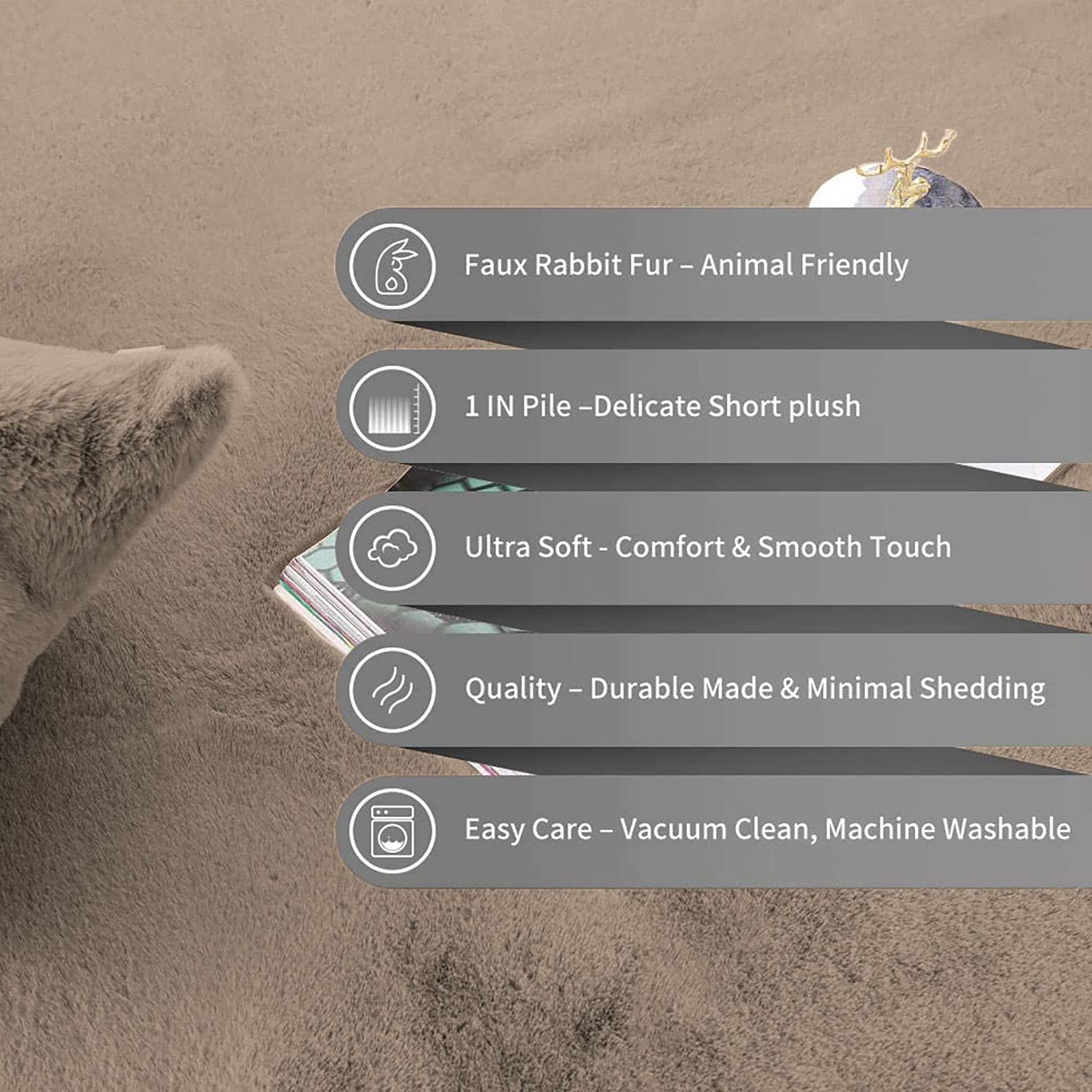 Home Rabbit Fur Soild Runner Super Soft, Anti-Slip, Washable, Rectangle, for Livingroom Rug, in Bedroom Bedside Runner/soft/very soft