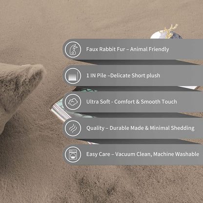 Home Rabbit Fur Soild Runner Super Soft, Anti-Slip, Washable, Rectangle, for Livingroom Rug, in Bedroom Bedside Runner/soft/very soft