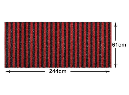 Rubber Strips Design Door Mat for Porch/Kitchen/Bathroom/Laundry Room, 24"x96" (Red)