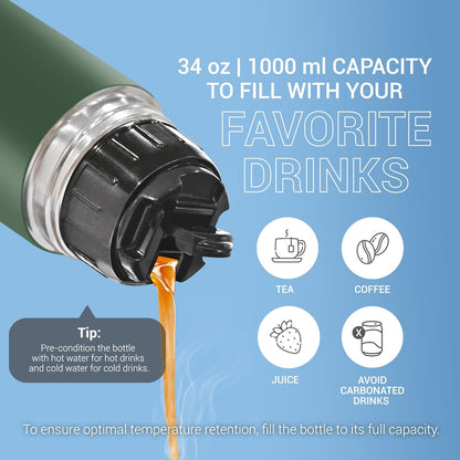 Milton Eco-Flip 500 Thermosteel Water Bottle 500ml, 24 Hr Hot and Cold I Leak Proof Lid, ISI Certified I Vacuum Insulated I for Office, Gym, School I Silver