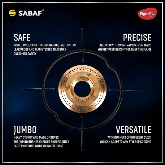 Pigeon Infinity Gas Cooktop with Glass Top and Stainless Steel body 2 Burner Gas Stove, Manual Ignition, Black