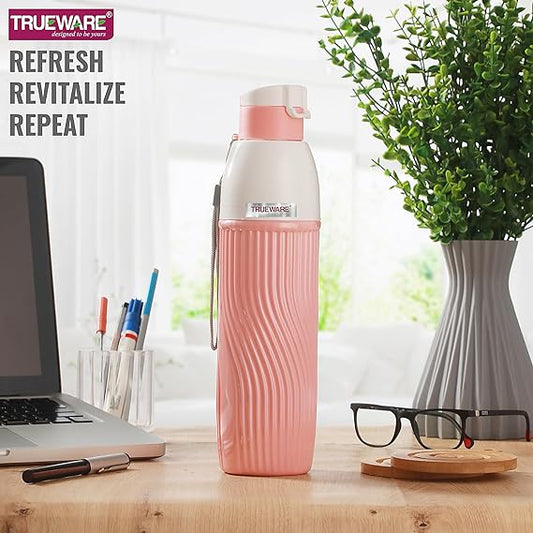 Trueware Aqua Bliss PU Insulated Plastic Water Bottle  |  BPA Free | Food Grade | Office, College, Travel, Sports Bottle