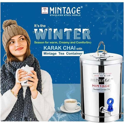 Stainless Steel Desire Tea Container With Leak Proof Tap | Milk/Soups/Coffee Tea Pot | Eco Friendly Hot & Cold Pot Office/Hotel | TeaPot Dispenser Jar |Chai Kettle For Canteen/Kitchen