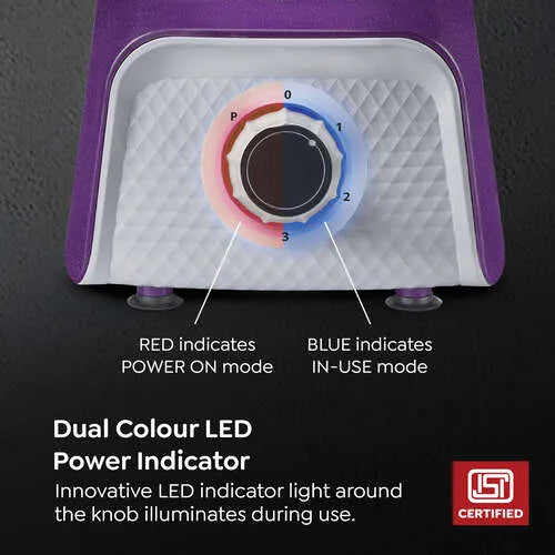 Prestige 750 Watts Prism Mixer Grinder with 3 Stainless Steel Jars| LED Power Indicator|Flow Breaker Design|Sturdy Handles| Purple and White