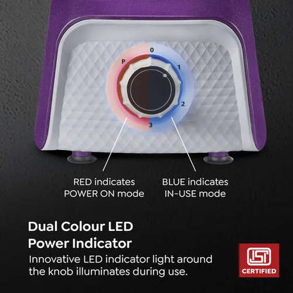 Prestige 750 Watts Prism Mixer Grinder with 4 Jars (3 Stainless Steel Jars + 1 Juicer Jar)| LED Power Indicator|Flow Breaker Design|Juicer Extractor Jar| Purple and White