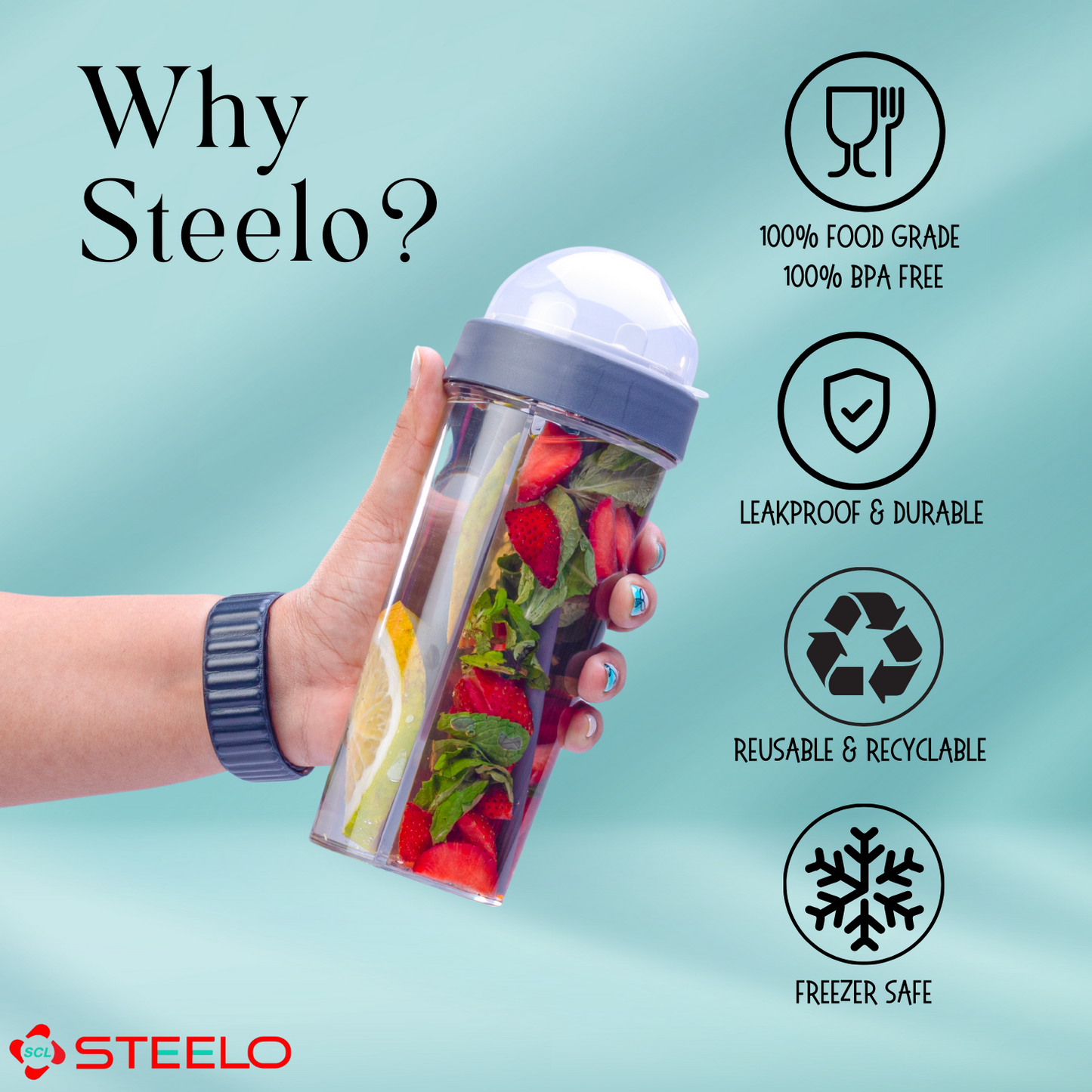 Steelo Sipmate Dual Sipper 2 in 1 Bottle