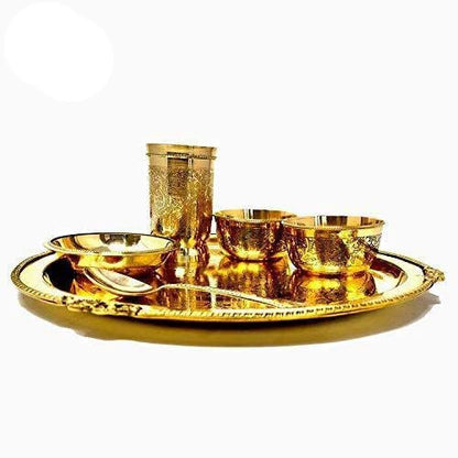 Brass Dinner Set, Maharaja Style Dinner Set of 6 Pieces, Dinnerware, Tableware
