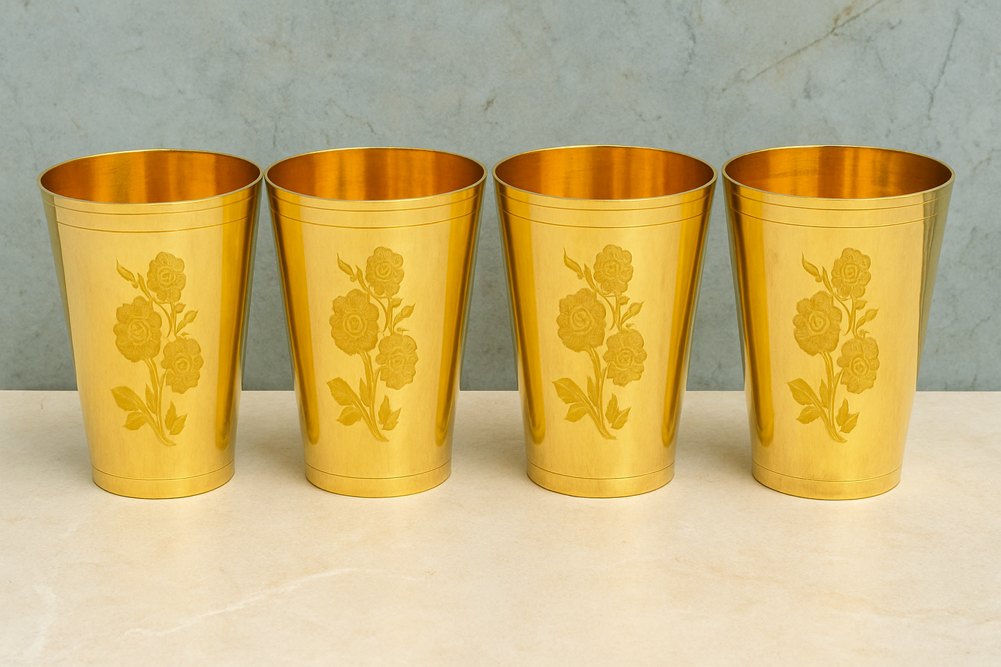 Pure Brass Handmade Water Glass, Lassi Glass, Drinkware & Serveware