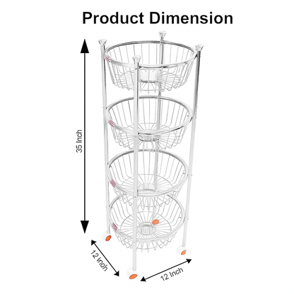 Stainless Steel Fruits and Vegetables Round Trolley (Silver)Wt-2.8kg-3.10kg