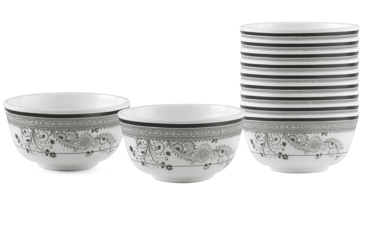 SUPERWARE | Pure Melamine | Katori - SILVER LACE (3.5") | Stain Free, Glazed Finish