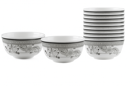 SUPERWARE | Pure Melamine | Katori - SILVER LACE (3.5") | Stain Free, Glazed Finish